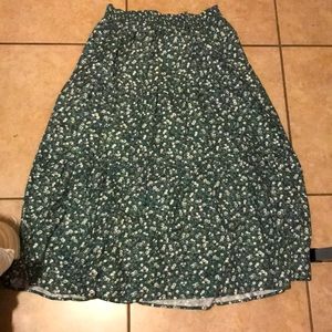 Green Floral Skirt with Pockets WORN ONCE
